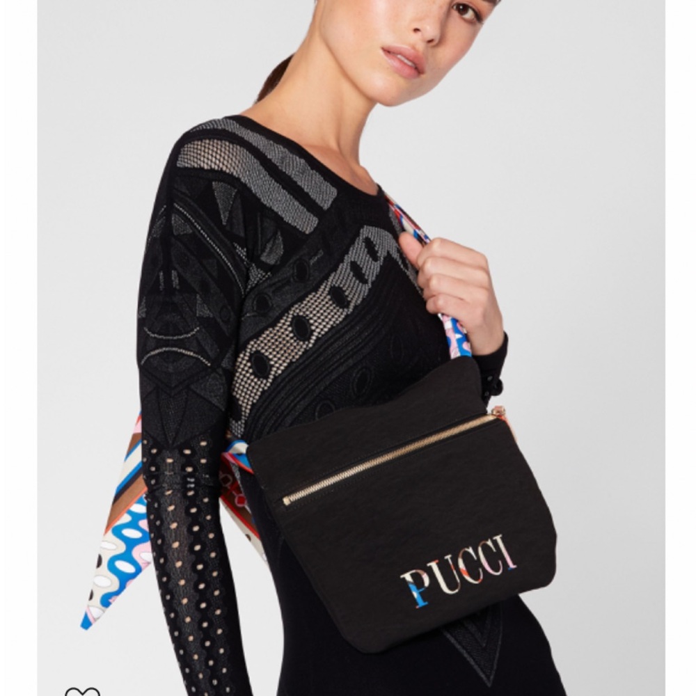 HOST PIC EMILIO PUCCI VIVARA PRINT LOGO CROSSBODY HANDBAG W/60” REMOVABLE SCARF